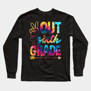 Peace Out 6th Grade Groovy Graduation Last Day of School Long Sleeve T-Shirt